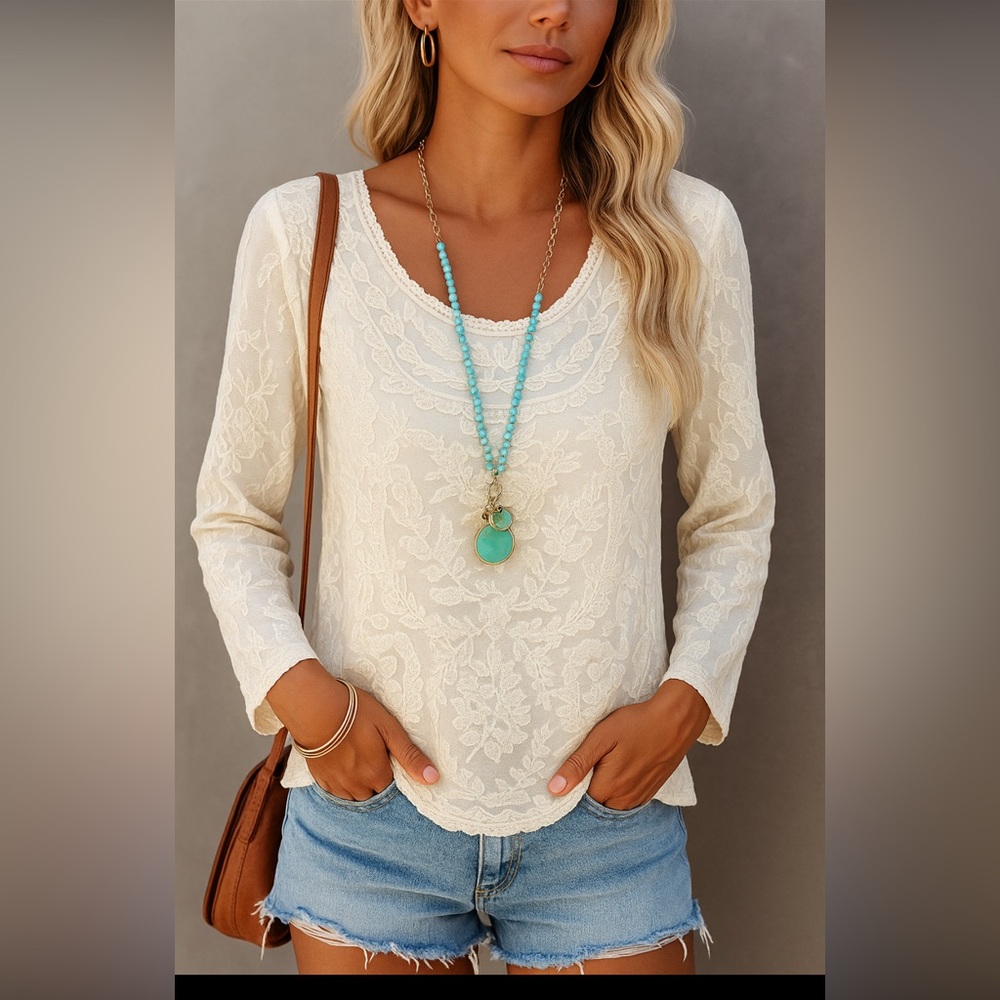 Soho Girls Cream White Lace Top